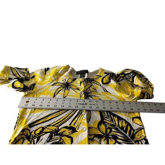 Cable & Gauge Womens Petite Medium PM Yellow Black Sweater Floral Sunny Palm - Picture 4 of 7